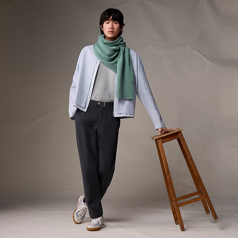 ニットマフラー 《マイヨン・トラセ》 - ホワイト | Hermès - エルメス